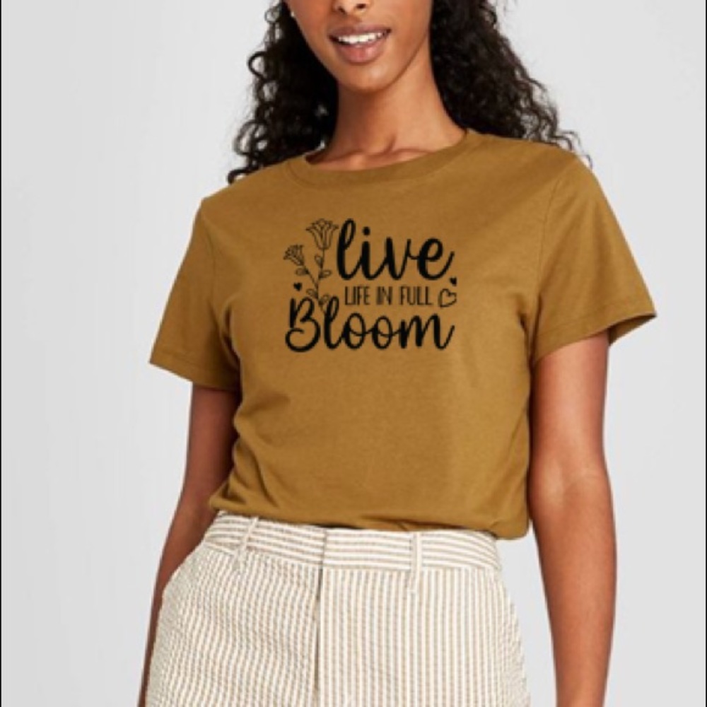 NWT WOMEN MENTAL HEALTH AWARENESS Golden Brown Cotton T-shirt